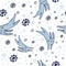 Christmas Vector Pattern with Bunnies, Snowflakes and Stars. Seamless Winter Background