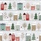 Christmas vector repeat pattern with snowy street
