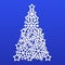 Christmas vector tree with snowflake and stars. Template for laser, paper cutting