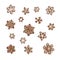 Christmas vector winter Gingerbread Stars Snowflakes. Traditional Festive Hand Drawn in Cartoon Style. For textiles, paper, fabric