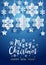 Christmas vertical greeting card with paper snowflakes and stars on blue background for Your holiday design