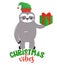 Christmas Vibes - funny sloth tangled in Christmas lights. Sloth doodle draw.