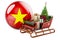 Christmas in Vietnam, concept. Christmas Santa sleigh full of gifts with Vietnamese flag. 3D rendering
