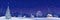 Christmas village banner panoramic winter landscape