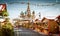 Christmas village fair on Red Square in Moscow, Russia