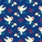 Christmas Vintage Dove. Xmas seamless pattern. Vector illustration.