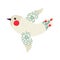 Christmas Vintage Dove. Xmas template Vector illustration.