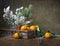 Christmas vintage still life with tangerines