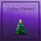 Christmas violet greeting card with text and Christmas tree