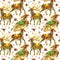 Christmas. watercolor reindeer seamless pattern.