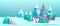 Christmas winter 3D landscape forest background, vector holiday x-mas scene, decorated pine tree.