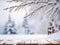 Christmas winter background with frosty pine tree for product display