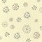 Christmas or winter concept. Pattern of various handmade snowflakes made from beads and bugle on beige background