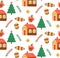 Christmas winter cute mood seamless vector pattern