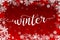 Christmas winter festivity greeting card on red background