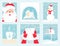 Christmas and Winter Holidays Vector Cards. Santa Claus, Snow Globe, Snowman, Letter to Santa and Mailbox.