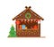 Christmas winter Market stall or wooden kiosk with gifts