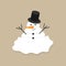 Christmas winter melted snowman vector illustration