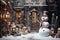 Christmas Winter Night Winter Snowman Fantasy Scenery Backdrop Illustration