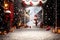 Christmas Winter Night Winter Snowman Fantasy Scenery Backdrop Illustration