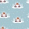 Christmas winter pattern with funny gnome
