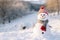 Christmas winter smiling happy snowman frosty snow new year celebration holiday cute decoration greeting december eve