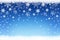 Christmas winter snow landscape on blue background with silver snowflakes