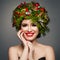 Christmas Woman with Xmas Wreath, Makeup