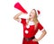 Christmas woman yell with shout megaphone