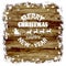 Christmas wood background, snow frame, Santa Claus, reindeer on a wooden background