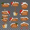 Christmas wooden signboards set of cartoon vector illustrations isolated.