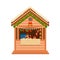 Christmas wooden souvenir kiosk illustration.