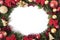 Christmas wreath border frame with white copy space