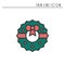 Christmas wreath with bow thin line icon. New Year celebration outline decorated pictogram. Xmas winter element. Vector