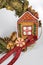 Christmas wreath candle candle gingerbread tree white snow isolated