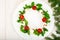 Christmas wreath caprese salad festive appetizer on a white plat