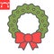 Christmas wreath color line icon, merry christmas and xmas, christmas decorative sign vector graphics, editable stroke