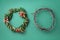 Christmas wreath and crown of thorns on green background. Remember the real Reason of the Season. Christian Christmas