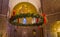 Christmas wreath decorates the interior of Abbey of the Dormition Basilica. Old city of Jerusalem Israel