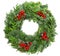 Christmas wreath fir, pine, spruce twigs with cones red berries