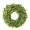 Christmas wreath fir pine spruce white background