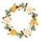 Christmas wreath, frame with dried orange, fir tree, cinnamon, anise and snowberry. Aroma decoration.