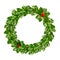 Christmas wreath of holly - green leaf