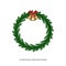 Christmas wreath with Jingle Bells. Winter seasonal decoration for Xmas celebration