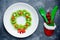 Christmas wreath kiwi strawberry fruit plate