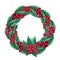 Christmas wreath made of berries, Holly leaves,Poinsettia