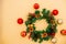 Christmas Wreath Made of Naturalistic Looking Pine Branches Decorated