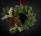 Christmas Wreath, With Pine Cones, Handmade. Isolated on Black