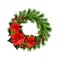 Christmas wreath from pine twigs, berries and poinsettia flowers