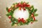 Christmas wreath poster, xmas wallpaper background Ai Generated